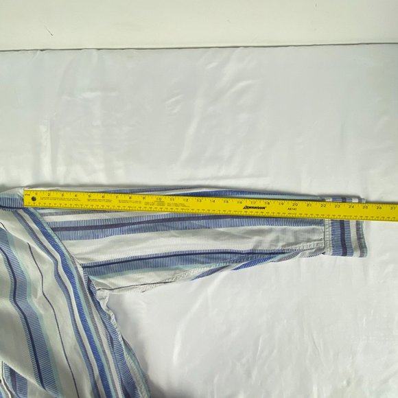 Robert Graham Shirt Mens L Blue White Stripe Contrast Trim Flip Cuff Button Up - Picture 13 of 14